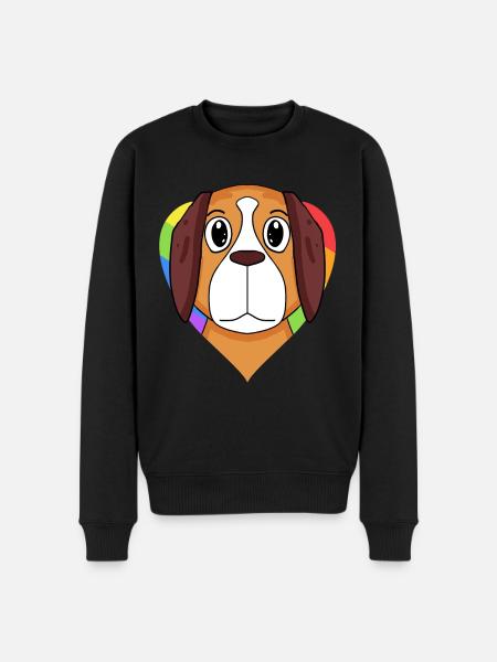 St. Bernard Dog Rainbow Heart - Men's Premium Organic Jumper - black