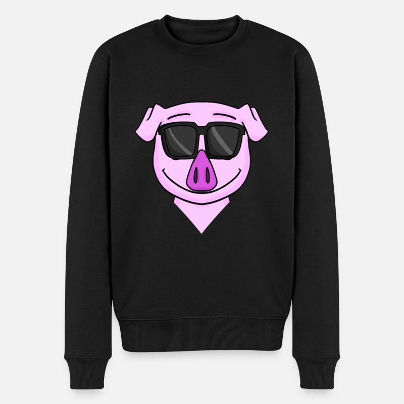 cooles Schwein - Männer Premium Bio Pullover - Schwarz