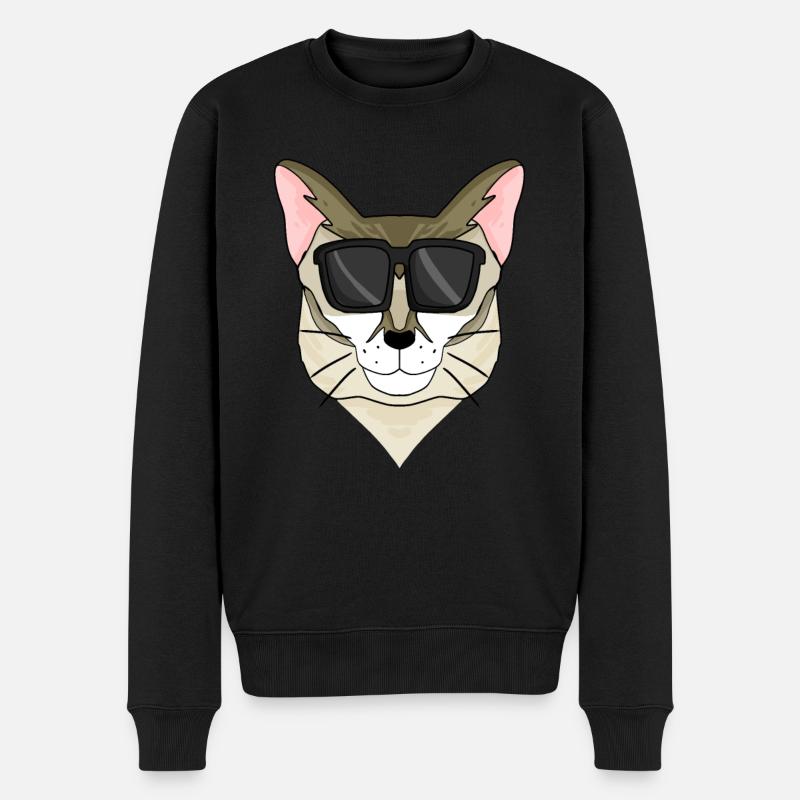 Chat Singapura - Pull Premium bio Homme - noir