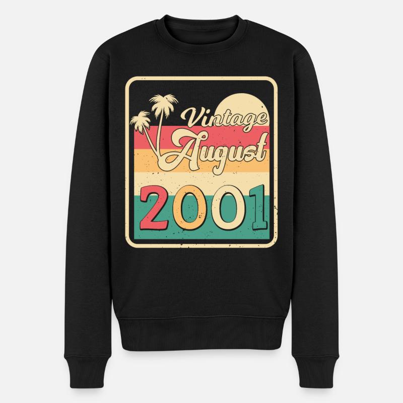 2001 August Retro - Männer Premium Bio Pullover - Schwarz