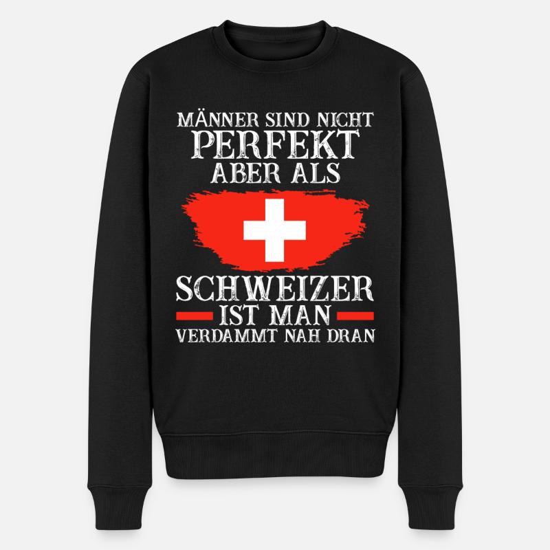 Schweiz Schweizer - Männer Premium Bio Pullover - Schwarz