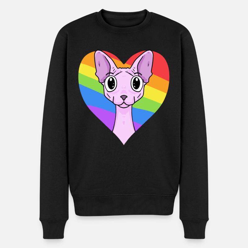 Chat LGBT Sphynx Rainbow - Pull Premium bio Homme - noir