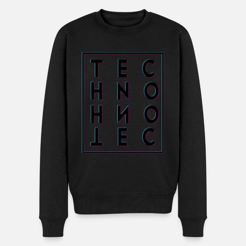 Techno - Männer Premium Bio Pullover - Schwarz