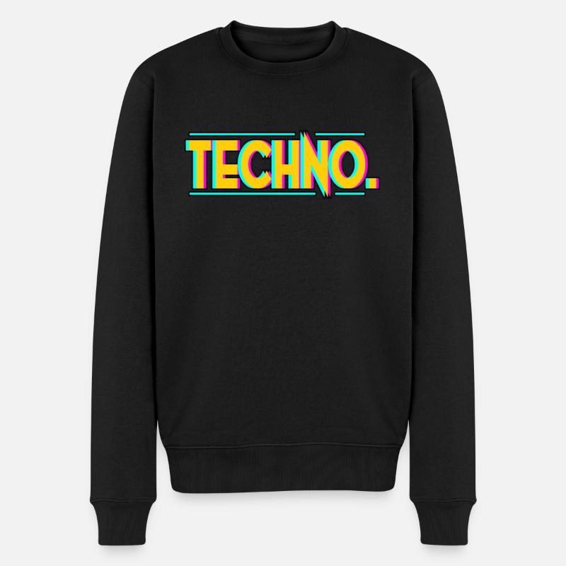 Techno - Männer Premium Bio Pullover - Schwarz