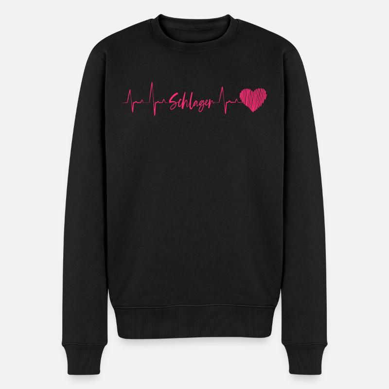Schlager Herzschlag Schlagerparty - Männer Premium Bio Pullover - Schwarz
