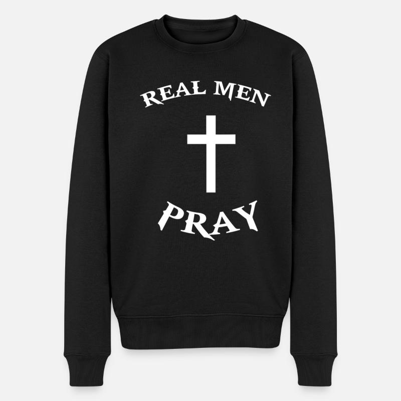 Jesus Christus Kreuz Religion Gott Christentum - Männer Premium Bio Pullover - Schwarz