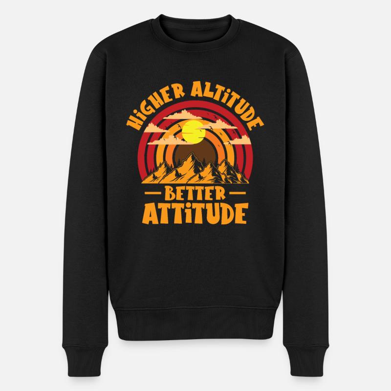 Higher Altitude Better Attitude Berge Wandern - Männer Premium Bio Pullover - Schwarz