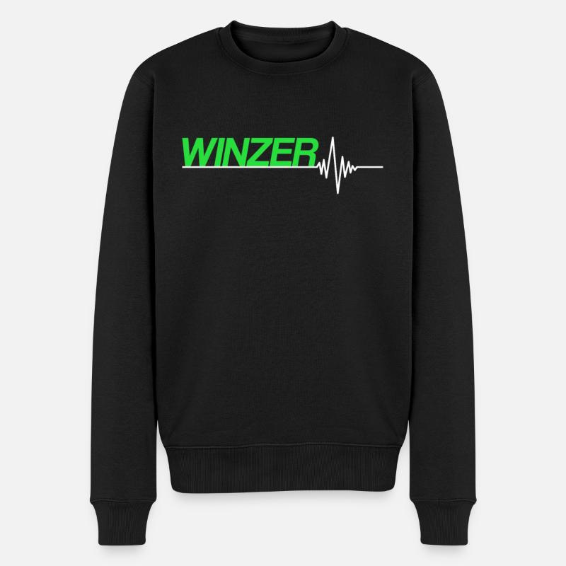 Winzer Herzschlag - Männer Premium Bio Pullover - Schwarz