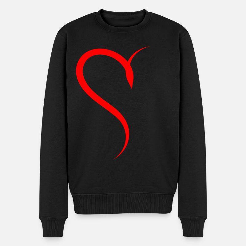Halbes Rotes Herz - Männer Premium Bio Pullover - Schwarz