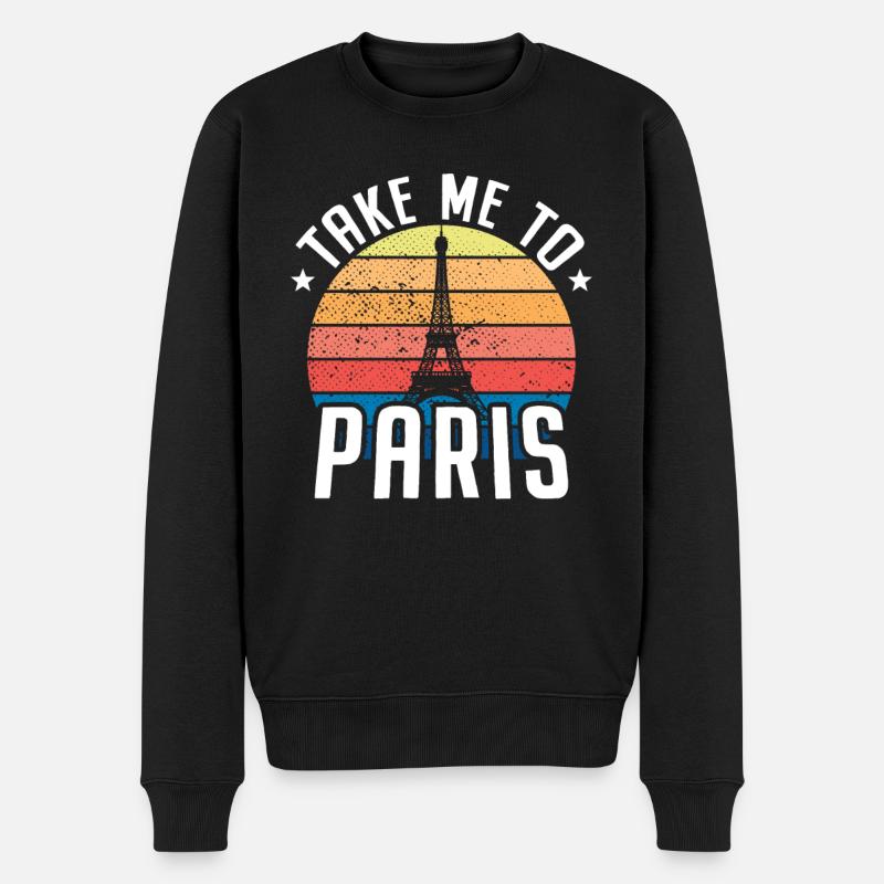 Take Me To Paris Herzschlag Eiffelturm Frankreich - Männer Premium Bio Pullover - Schwarz