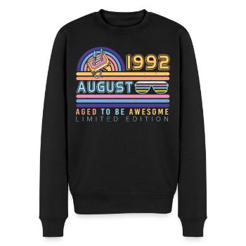 Zum 30.Lebensjahr August 1992 - Männer Premium Bio Pullover - Schwarz - Vorne - Nico (187cm)