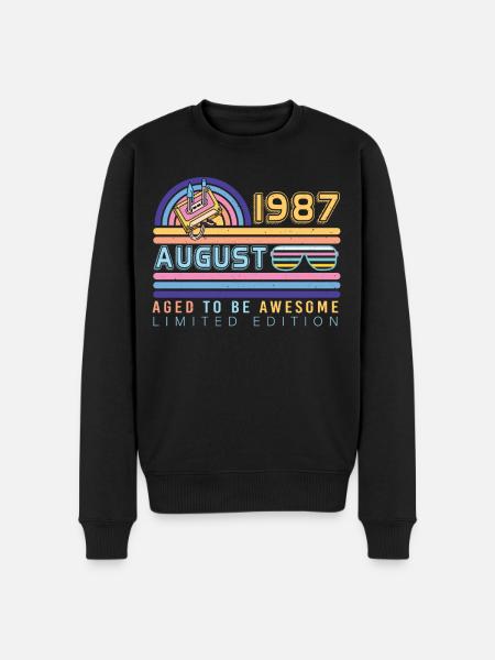 Geschenkidee August 1987 - Männer Premium Bio Pullover - Schwarz