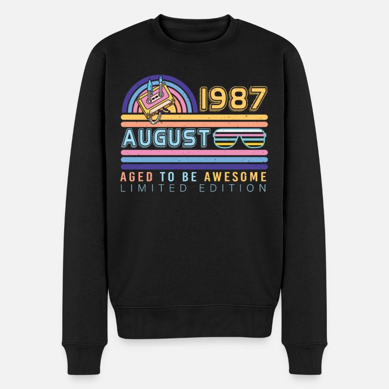 Geschenkidee August 1987 - Männer Premium Bio Pullover - Schwarz