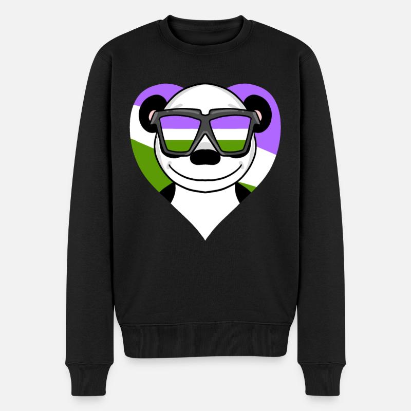 Genderqueer Panda - Männer Premium Bio Pullover - Schwarz