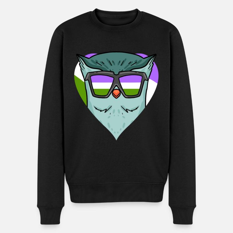 Genderqueer Eule - Männer Premium Bio Pullover - Schwarz