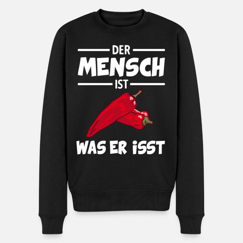 Lustiger Koch Küchen Spruch Scharfes Essen Chilli - Männer Premium Bio Pullover - Schwarz