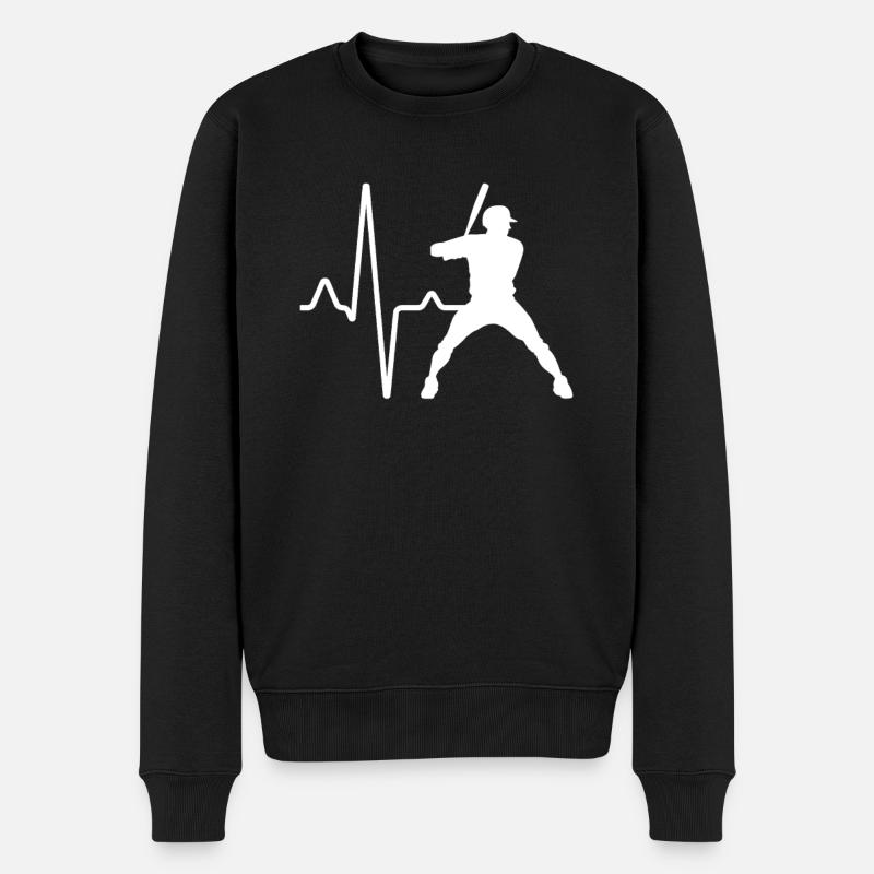 Battement de cœur de baseball - Pull Premium bio Homme - noir