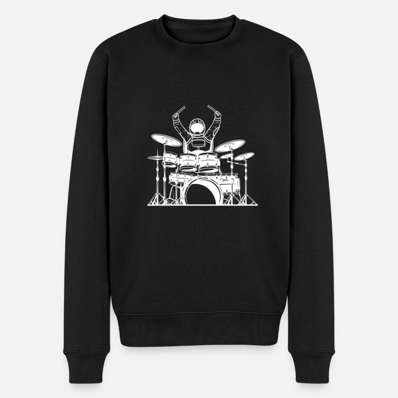 Drummer Astronaut Percussionist in Space - Men's Premium Organic Jumper - black