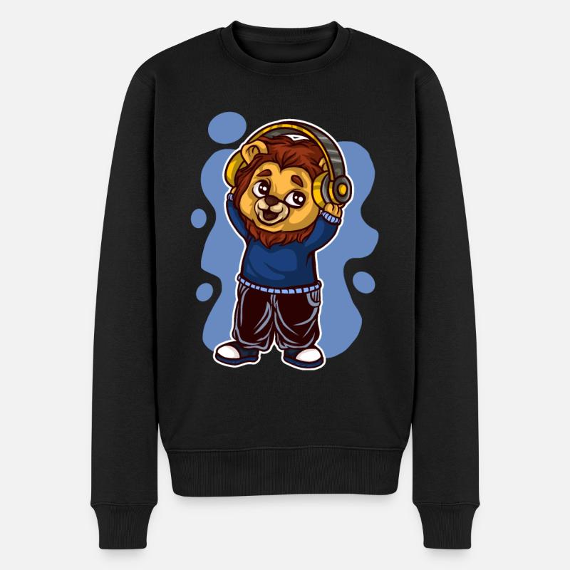 Lion Tshirt Enfants Écouteur Musique - Pull Premium bio Homme - noir