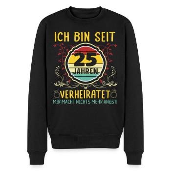 Silberhochzeit 25 Jahre Verheiratet Hochzeitstag - Männer Premium Bio Pullover - Schwarz - Vorne - Nico (187cm)