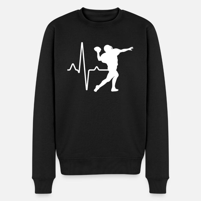 Football Herzschlag - Männer Premium Bio Pullover - Schwarz