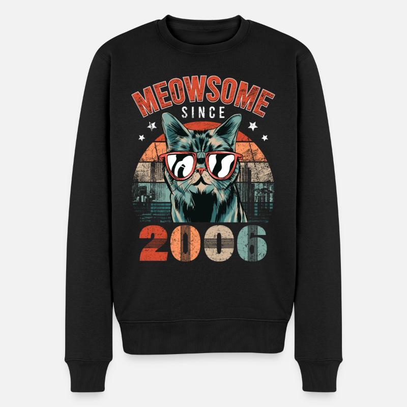 Meowsome 2006 Geburtsjahr 2006 Katze Geburtstag - Männer Premium Bio Pullover - Schwarz