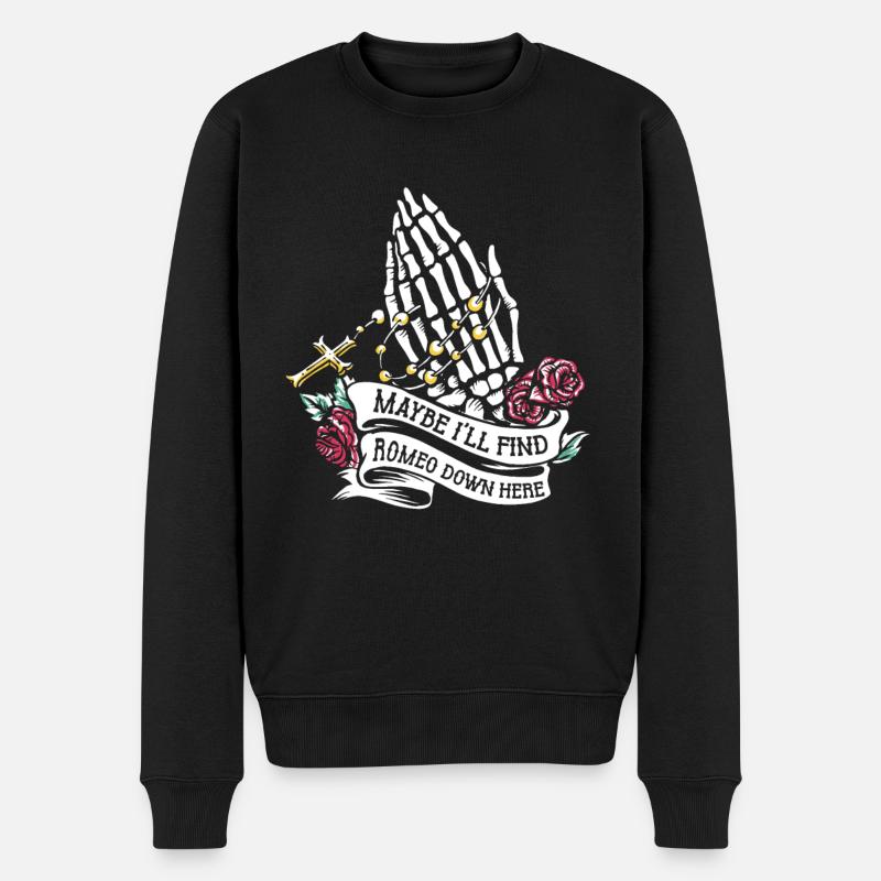 Roméo Gothic Bones Squelette Roses Mort Tombe - Pull Premium bio Homme - noir