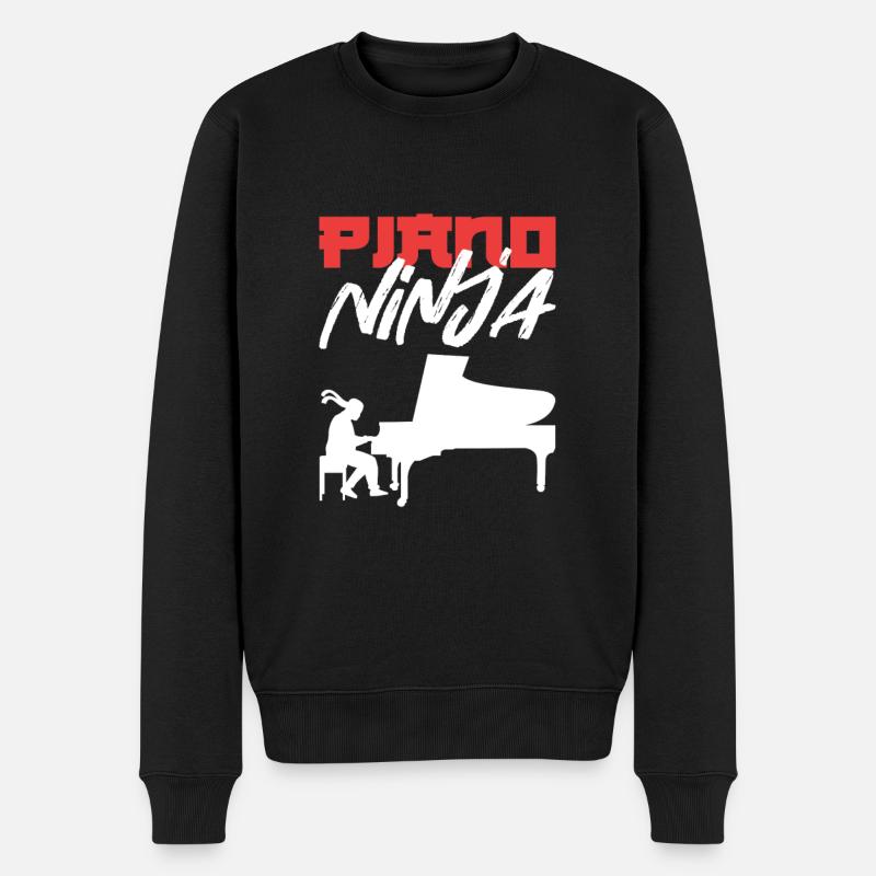 Piano Ninja Pianiste Clavier - Pull Premium bio Homme - noir