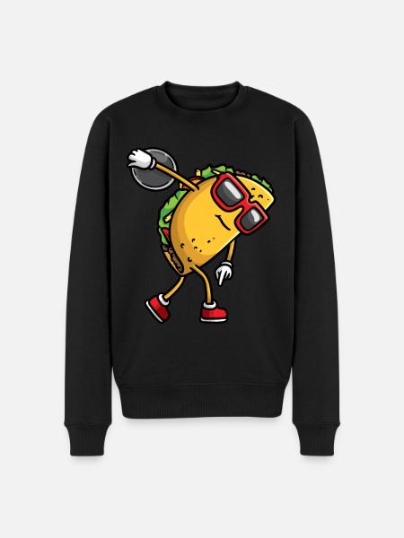 Taco Mit Sonnenbrille Wirft Diskus - Männer Premium Bio Pullover - Schwarz