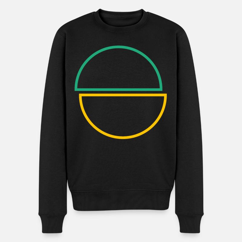 Demi-cercles vert et jaune Design - Pull Premium bio Homme - noir