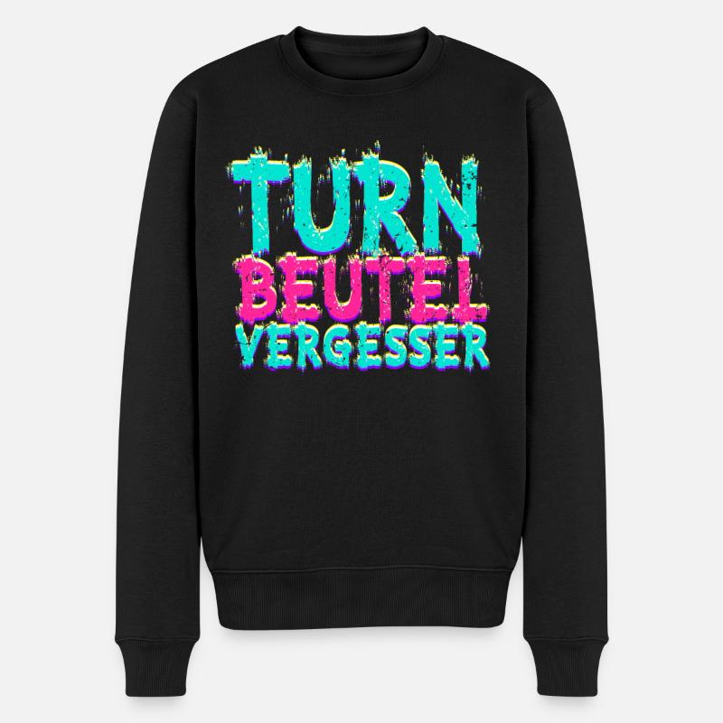 Techno Musik Turnbeutelvergesser - Männer Premium Bio Pullover - Schwarz