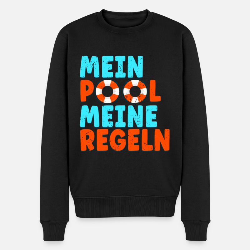 Rettungsschwimmer Bademeister Mein Pool Meine - Männer Premium Bio Pullover - Schwarz