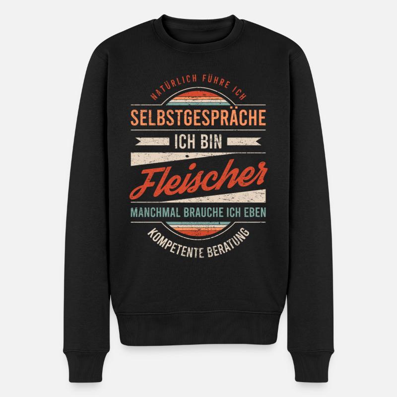 Fleischer Arbeitskollege Kollege Geschenk Retro - Männer Premium Bio Pullover - Schwarz