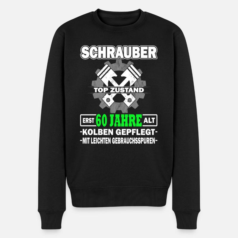 Schrauber erst 60 Jahre - Tuning - KFZ Mechaniker - Männer Premium Bio Pullover - Schwarz