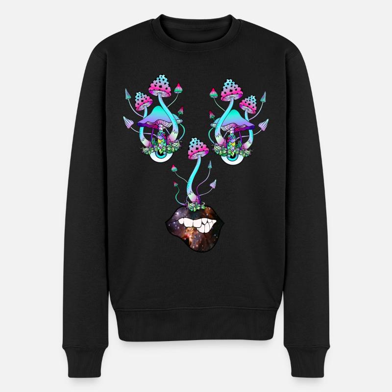 Champignons magiques Champignon Visage - Pull Premium bio Homme - noir