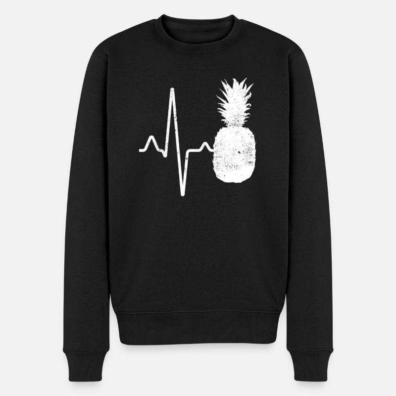 Ananas Herzschlag - Männer Premium Bio Pullover - Schwarz