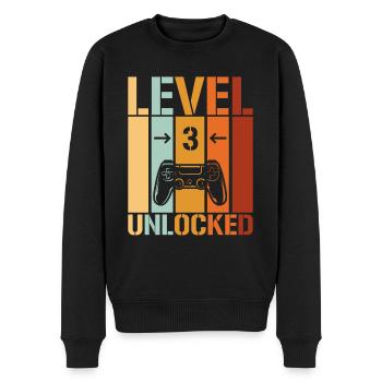 3ème anniversaire Niveau 3 débloqué - Pull Premium bio Homme - noir - Devant - Nico (187cm)