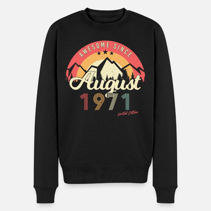 1971 August Retro - Männer Premium Bio Pullover - Schwarz