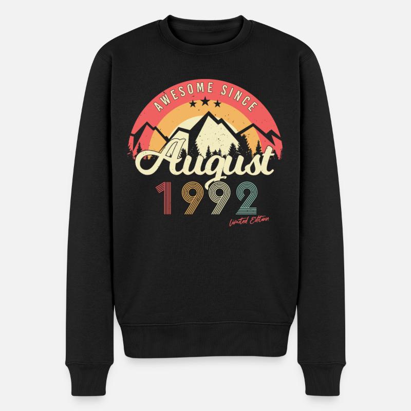 Zum 30.Lebensjahr August 1992 - Männer Premium Bio Pullover - Schwarz