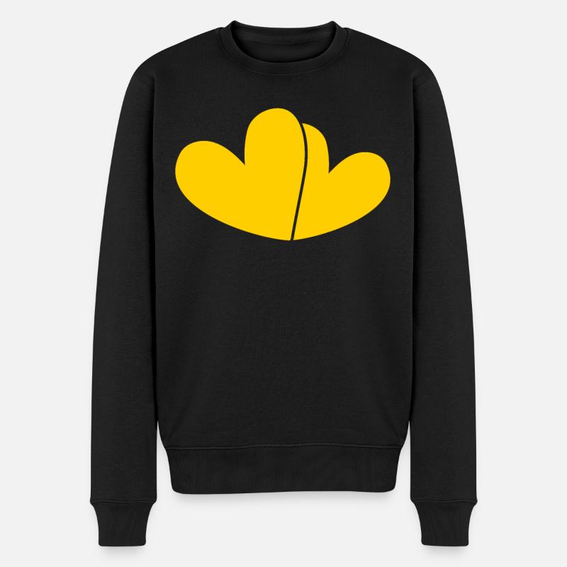 Deux cœurs jaunes - Pull Premium bio Homme - noir