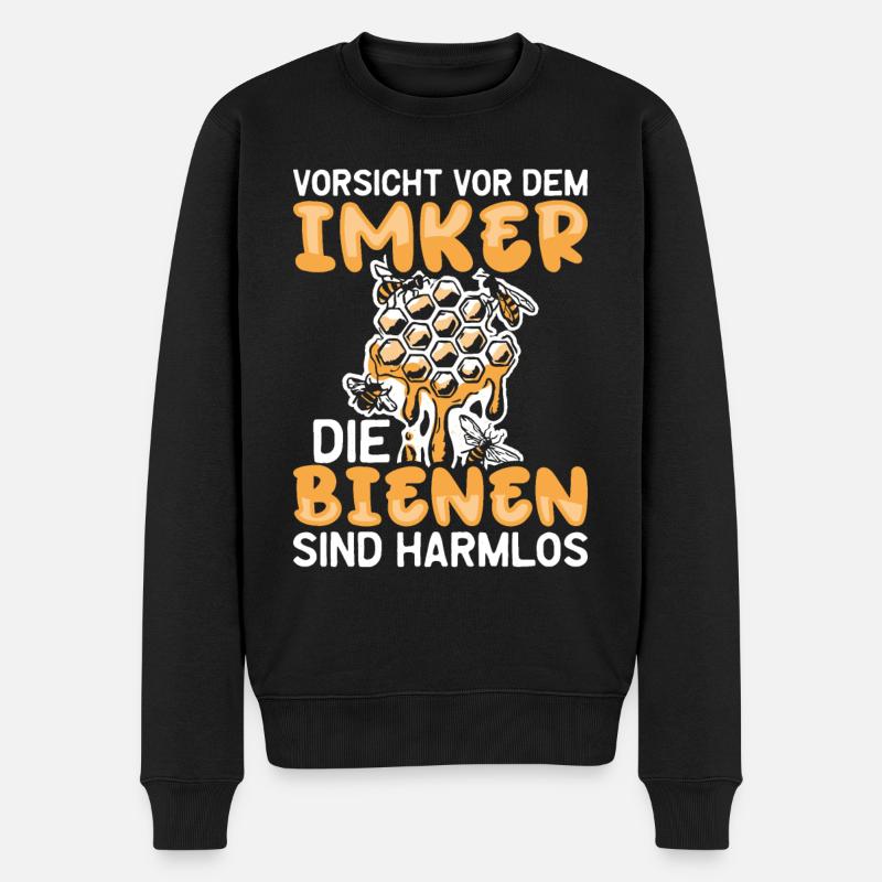 Vorsicht Vor Dem Imker Bienen Imkerei - Männer Premium Bio Pullover - Schwarz