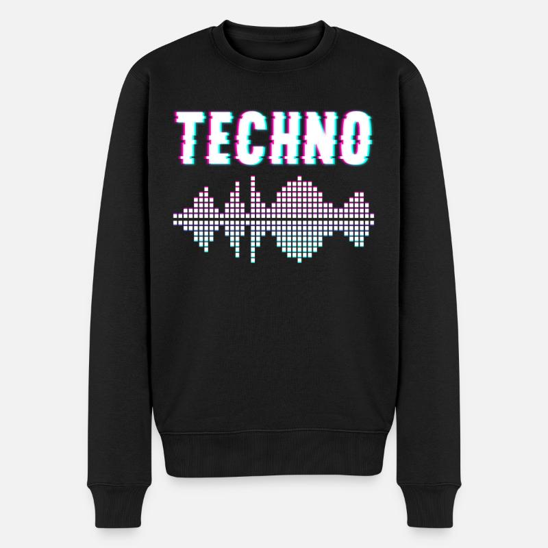 Techno Musik - Männer Premium Bio Pullover - Schwarz