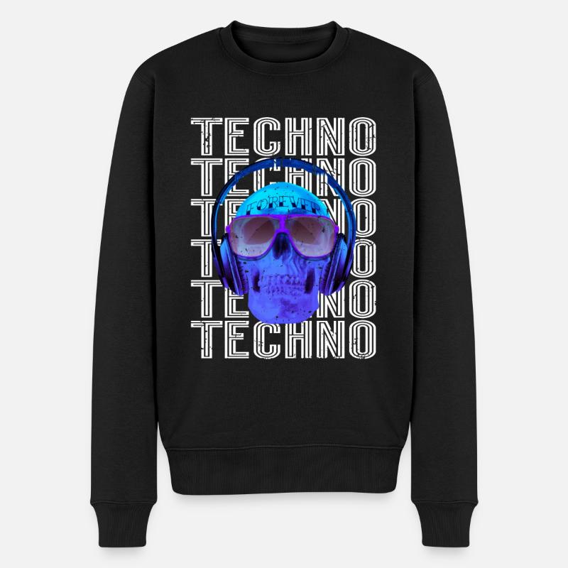 Techno Musik - Männer Premium Bio Pullover - Schwarz