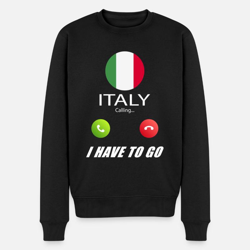Italien ruft an Lusiger Flaggen Spruch - Männer Premium Bio Pullover - Schwarz