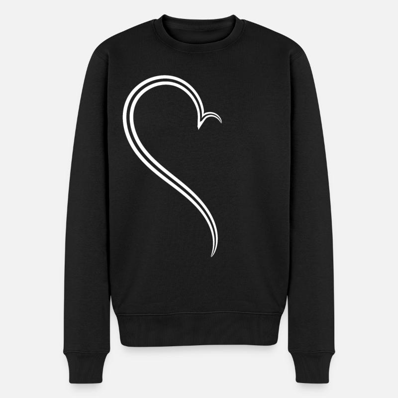 Simples Halbes Herz Weise - Männer Premium Bio Pullover - Schwarz