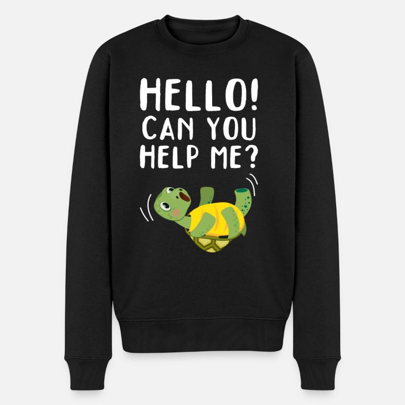 Turtle Funny Turtle Lover - Kannst du mir helfen? - Männer Premium Bio Pullover - Schwarz
