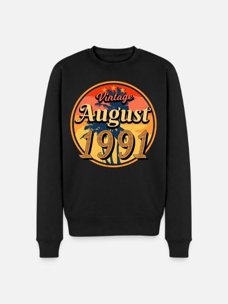 1991 Août Anniversaire Salutations - Pull Premium bio Homme - noir
