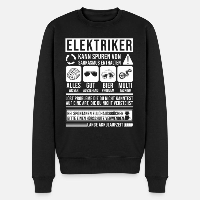 Elektriker Spruch lustig - Männer Premium Bio Pullover - Schwarz