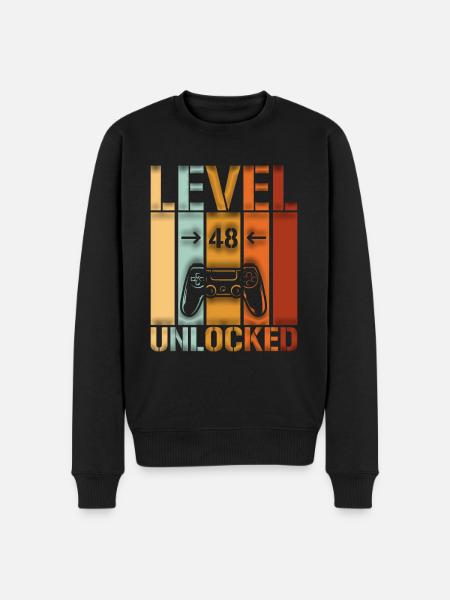 48th Birthday Level 48 unlocked - Men's Premium Organic Jumper - black