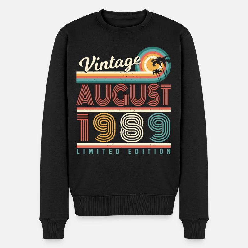 Né en août 1989 - Pull Premium bio Homme - noir